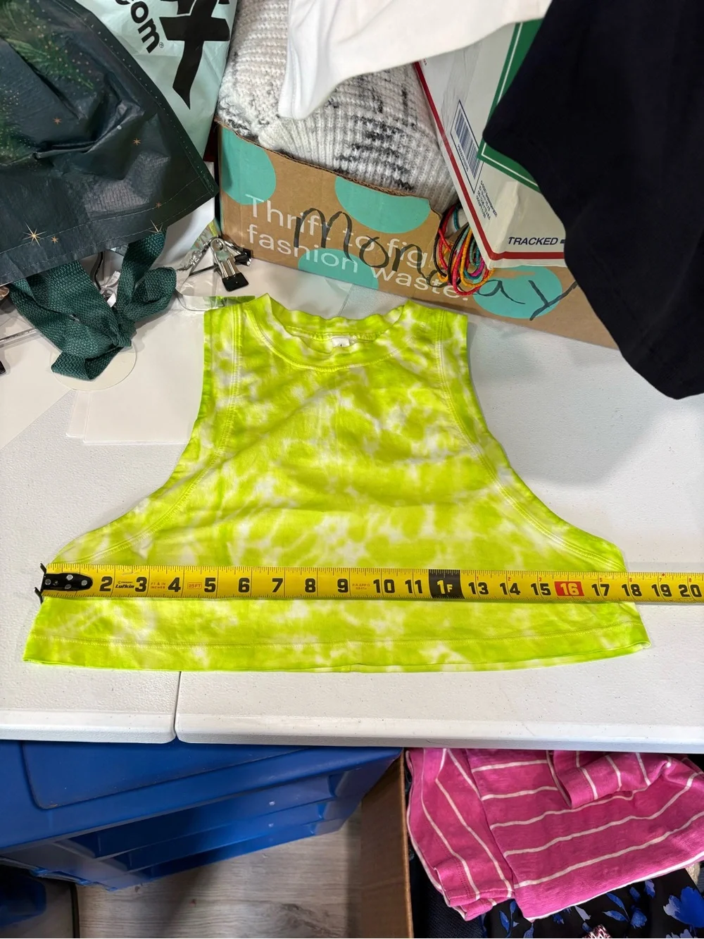Lululemon All Yours Crop Tank Size 4 Marmoleado Tie Dye Eccentric Lime